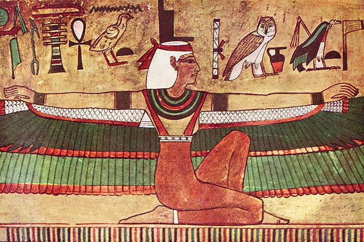 Богиня Изида. Расписанный рельеф из гробницы Сети I в Долине царей. XIX династия