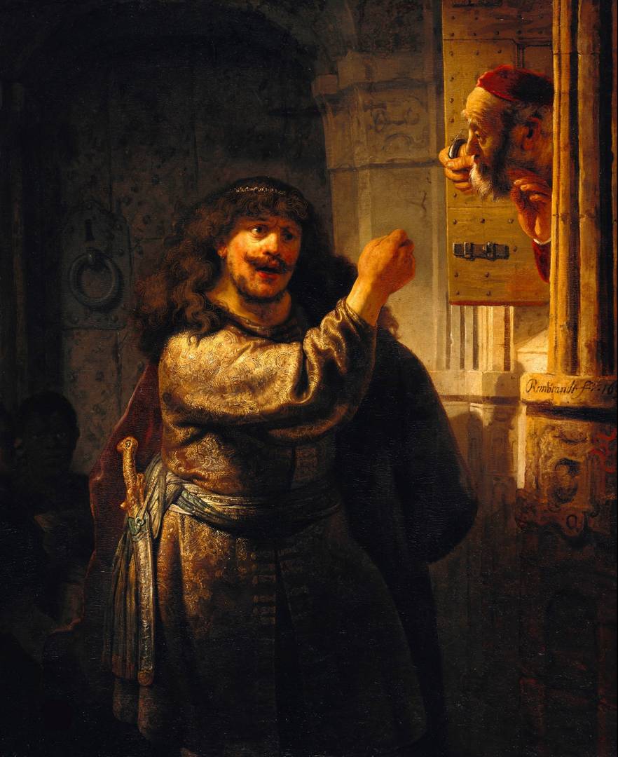 Рембрандт Харменс ван Рейн. Самсон угрожает тестю. 1635