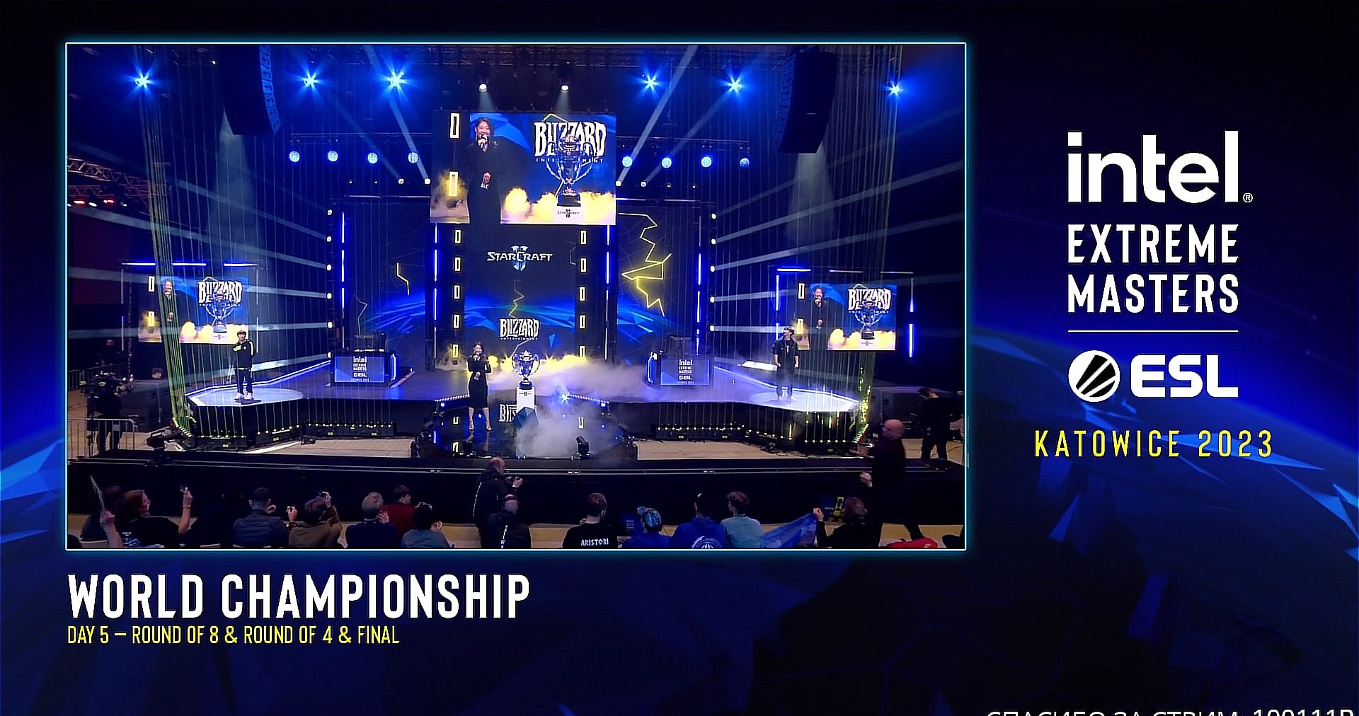 Скриншот прямой трансляции матча чемпионата мира по StarCraft II на twich