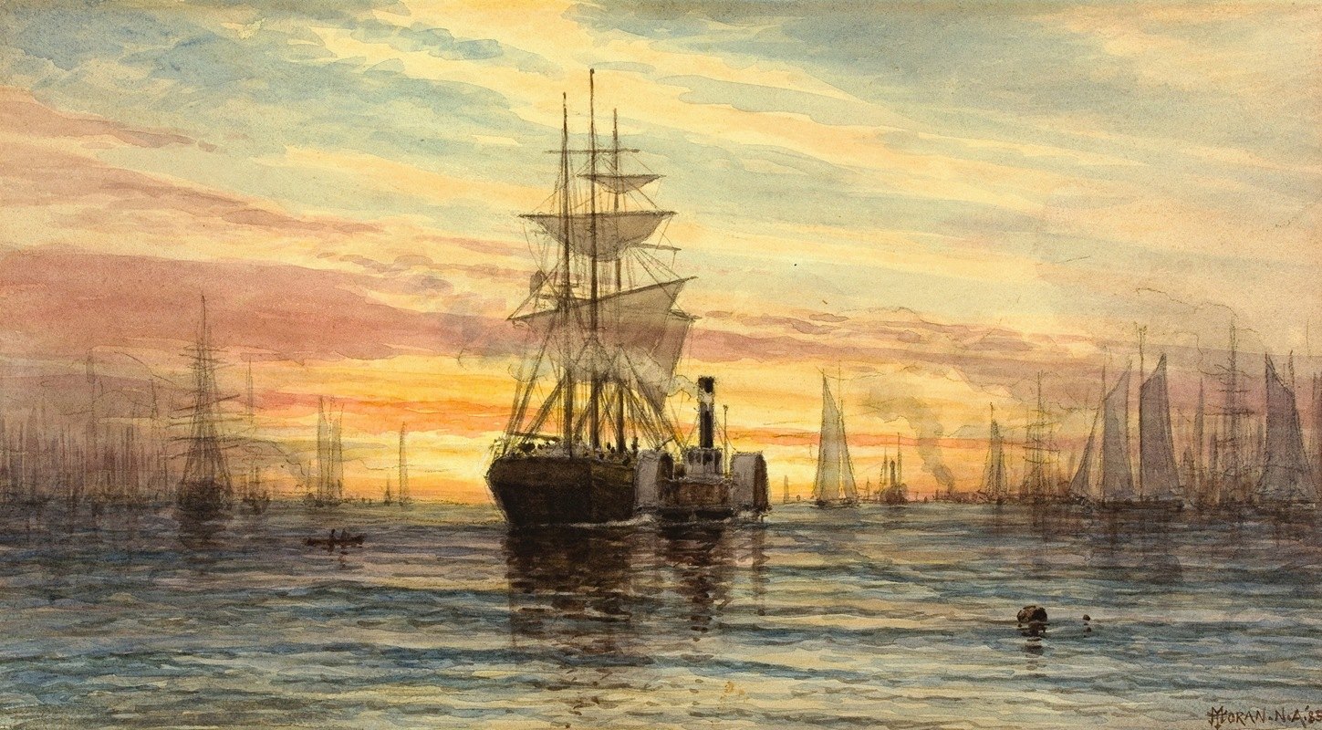 Томас Моран. В бухте. 1885