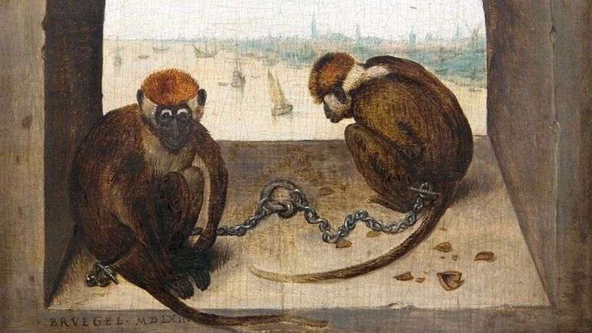 Питер Брейгель Старший. Две обезьяны на цепи. 1562