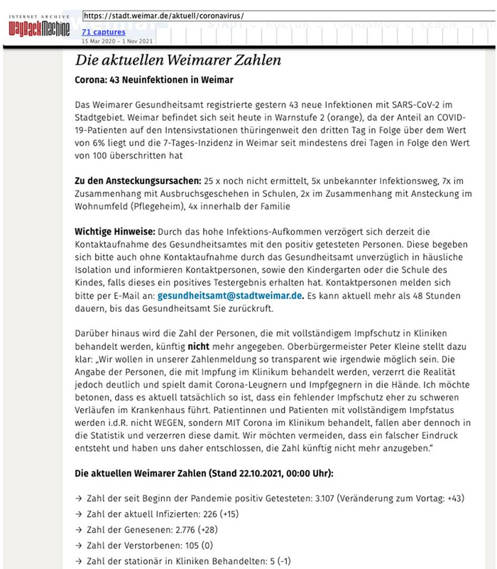 Официальный сайт города Веймар на 22.10.2021, Источник: web.archive.org