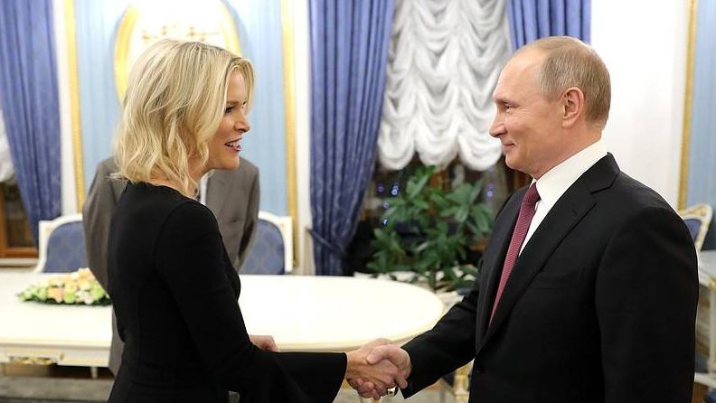 Журналист американского телеканала NBC Мегин Келли и Владимир Путин