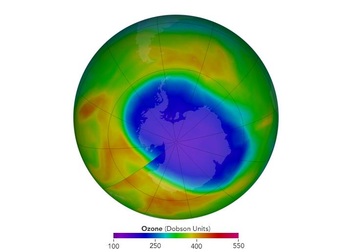 Озоновая дыра над Южным полюсом. Октябрь 2017 г.