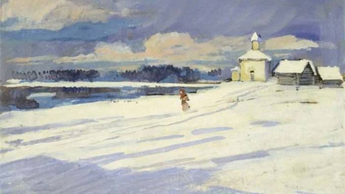 К. А. Коровин. Зимний пейзаж с церковью. 1926