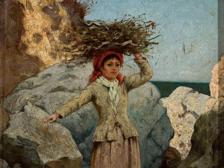 Курт Агте. Аннунзиата. Девушка с вязанкой хвороста на голове (фрагмент). 1894