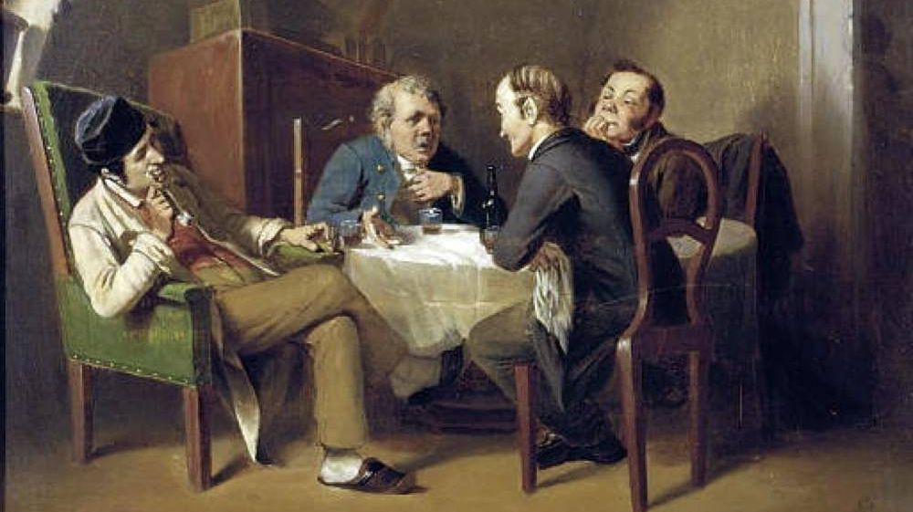 Василий Перов. Разговор за круглым столом (фрагмент). 1866 