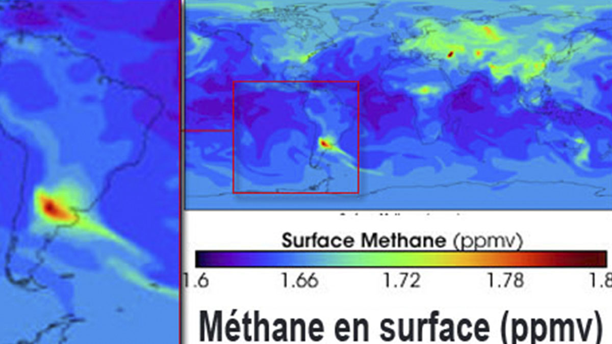 Количество метана на поверхности Земли