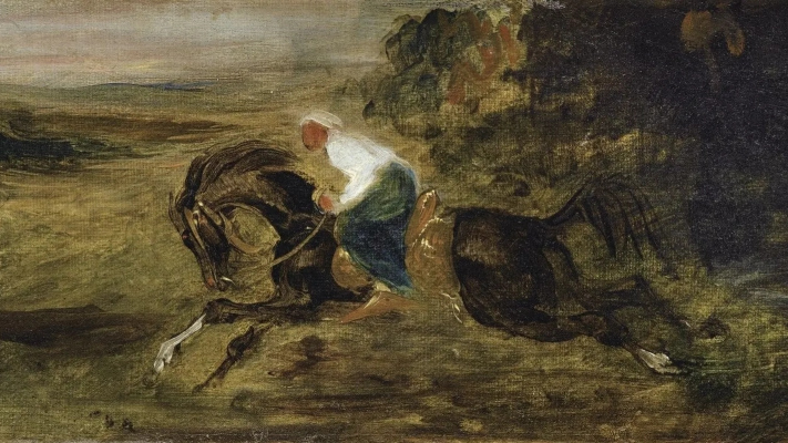 Эжен Делакруа. Турецкий всадник скачет галопом. 1834