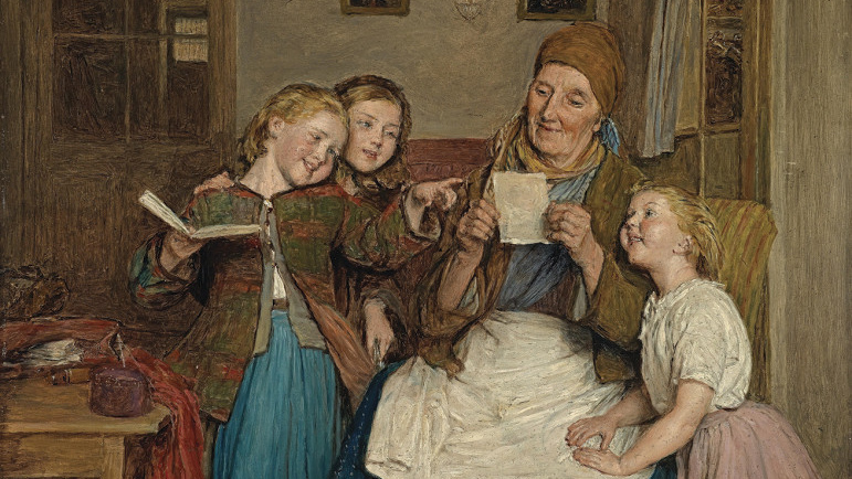Вальдмюллер Фердинанд. Бабушка с тремя внучками. 1854
