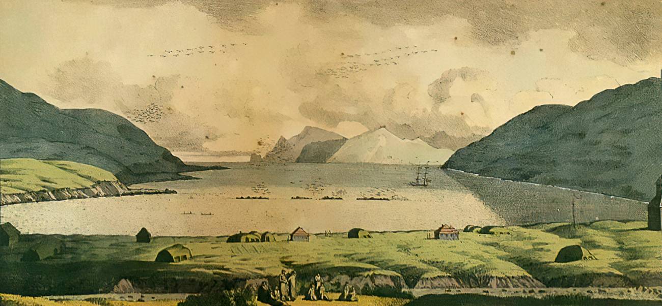 Логгин Хорис. Капитанская гавань. Вид на порт острова Уналашка