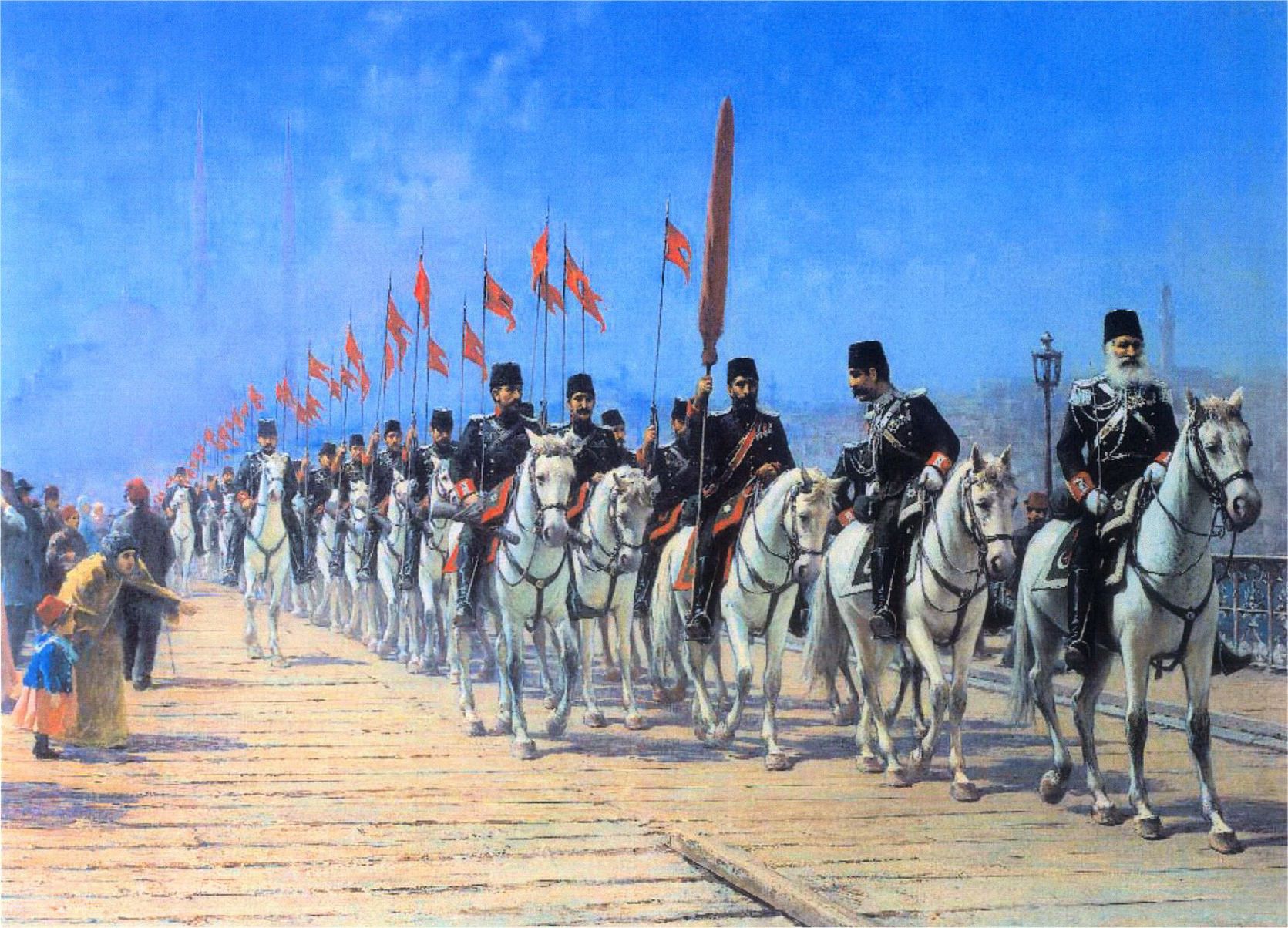 Фаусто Зонаро. Имперский полк Эртугрула на Галатском мосту. 1901