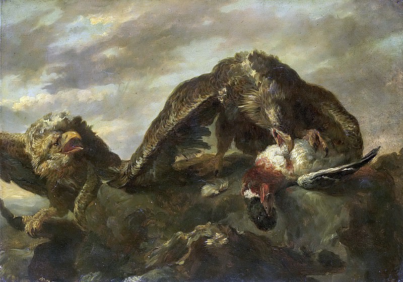Ян Фейт. Орлы на скале. 1857