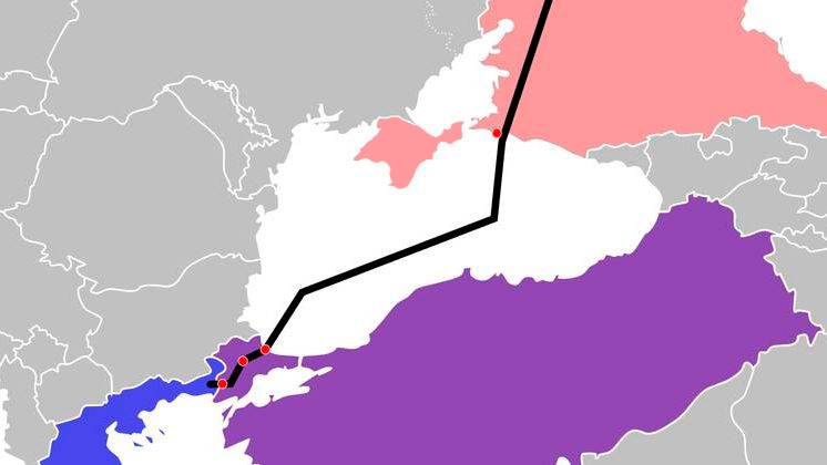 Схема маршрута газопровода «Турецкий поток»