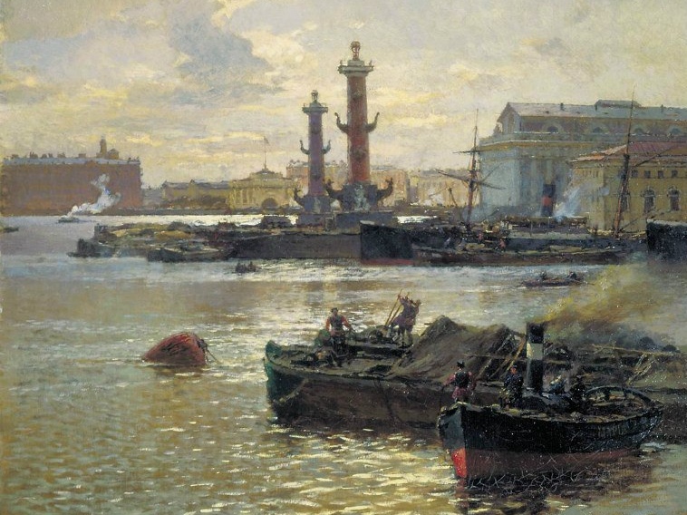 Александр Беггров. Петербургская Биржа (фрагмент). 1891