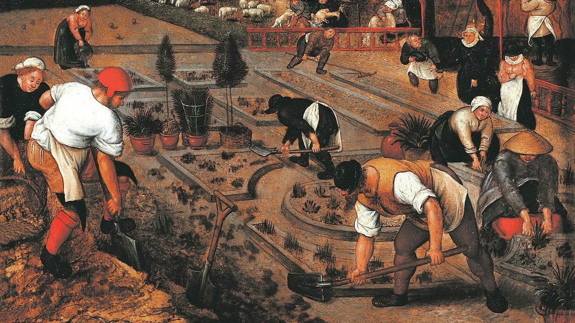 Питер Брейгель Младший. Весна, работа в саду (фрагмент). 1600-1605