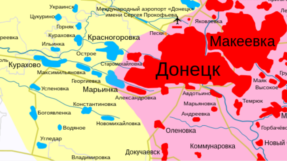 Карта Донбасса на август 2014 года