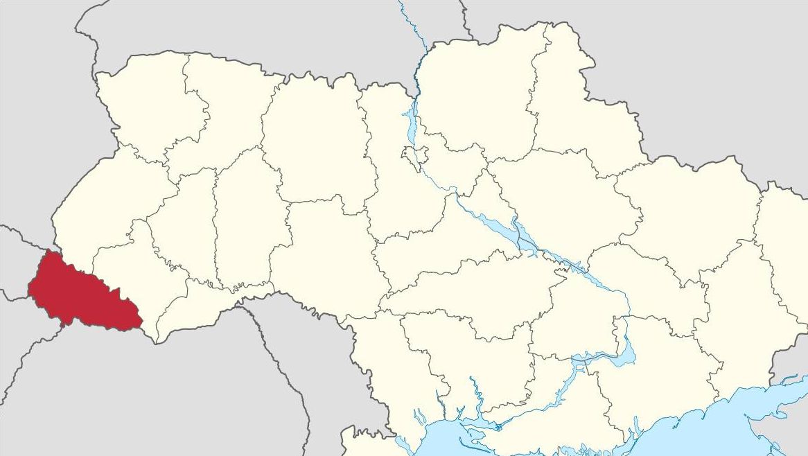 Закарпатская область на карте Украины