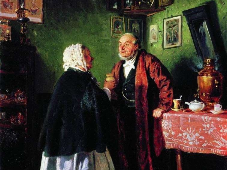 Владимир Маковский. Поздравление (фрагмент). 1878