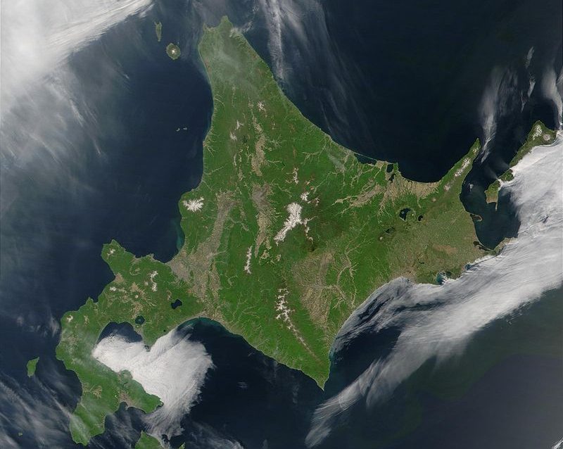 Спутниковый снимок Хоккайдо. Япония
