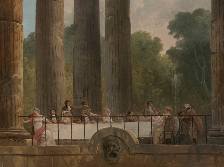 Юбер Робер. Банкет в руинах храма (фрагмент). 1795