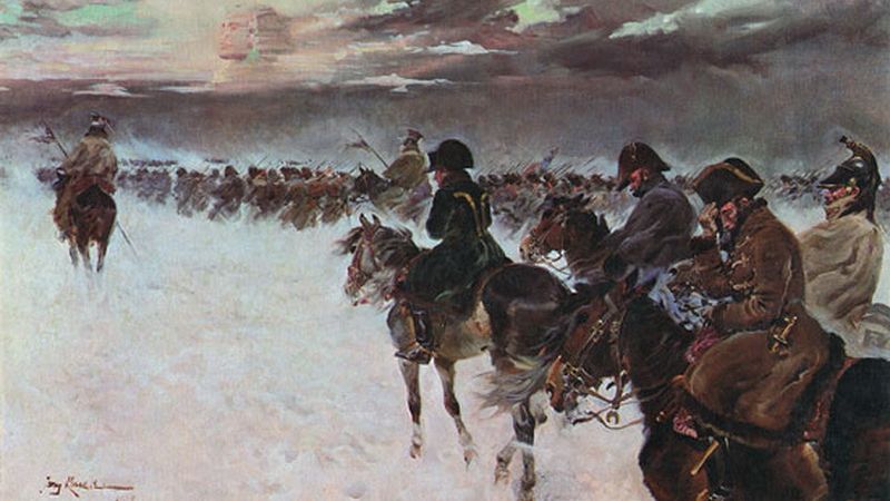 Е. Коссак. Отступление Наполеона из России. (фрагмент) 1827 г