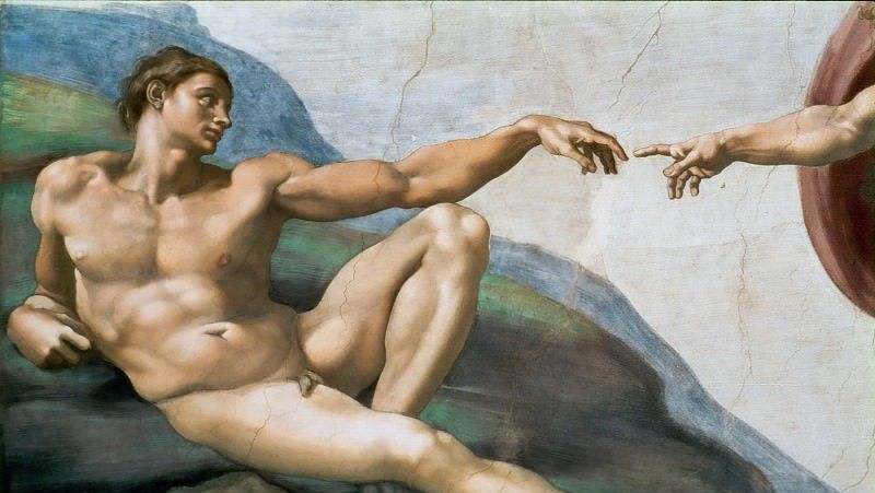 Микеланджело Буонарроти. «Сотворение Адама» (Сикстинская капелла, Ватикан, Рим), 1508–1512