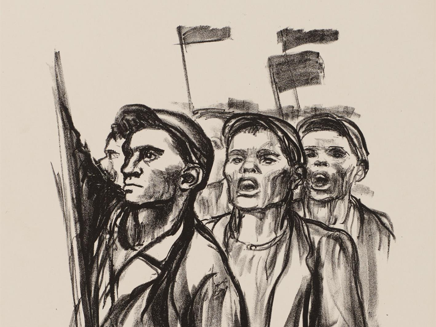 Кете Кольвиц. Демонстрация (фрагмент). 1931