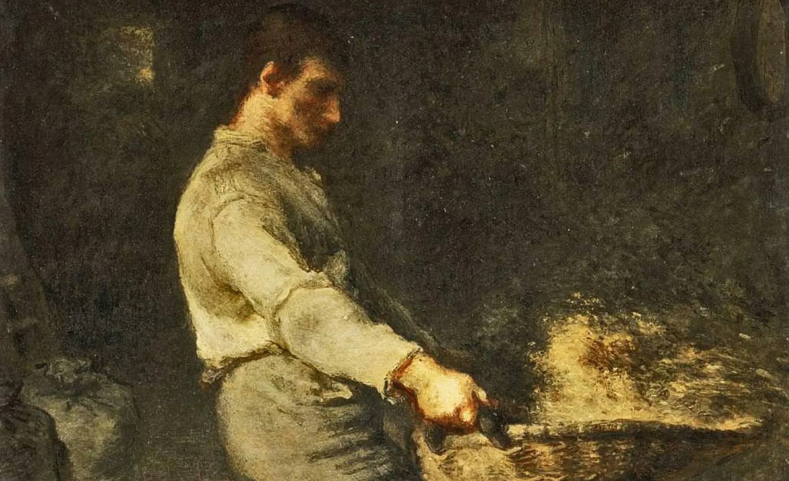Жан-Франсуа Милле. Крестьянин, просеивающий зерно (фрагмент). 1848 год