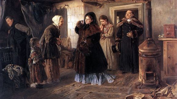Посещение бедных. 1874 г., Третьяковская галерея, Москва