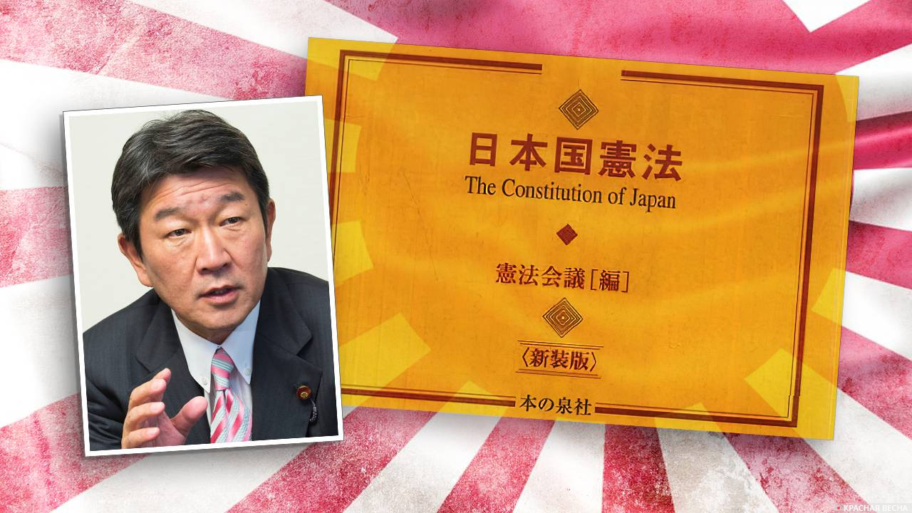 Конституция Японии и генеральный секретарь правящей в Японии Либерально-демократической партии (ЛДП) Тосимицу Мотеги