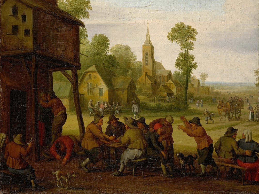 Йост Корнелис Дрохслот. Крестьяне пируют перед гостиницей (фрагмент). Около 1650