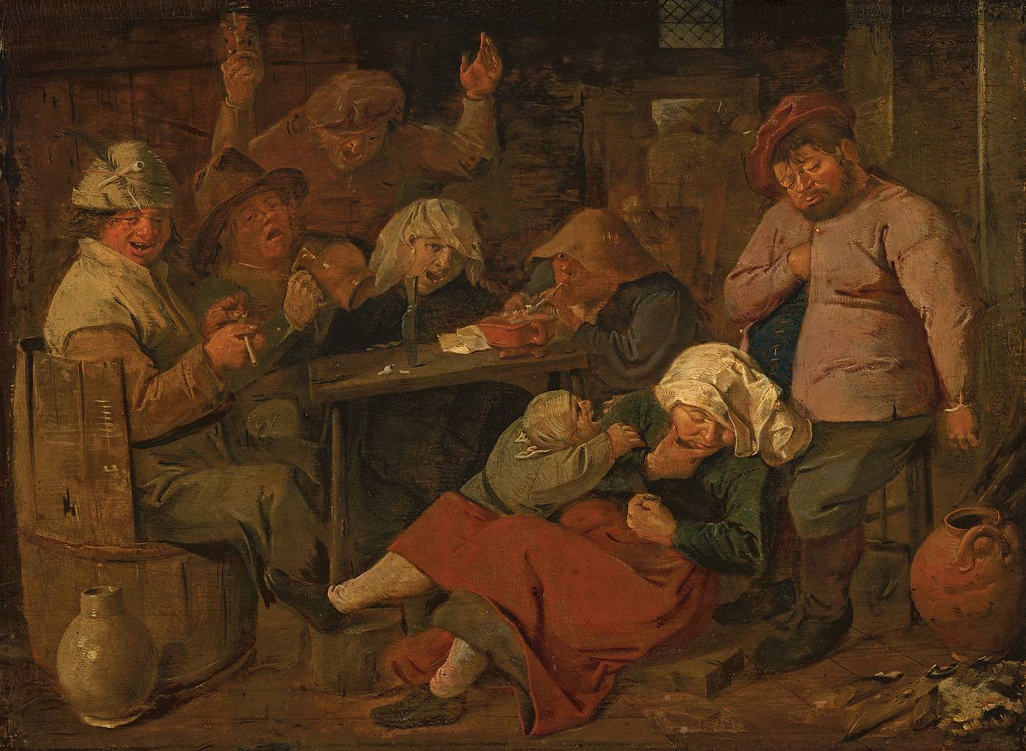 Браувер Адриан. Пьяные крестьяне в трактире. 1620.