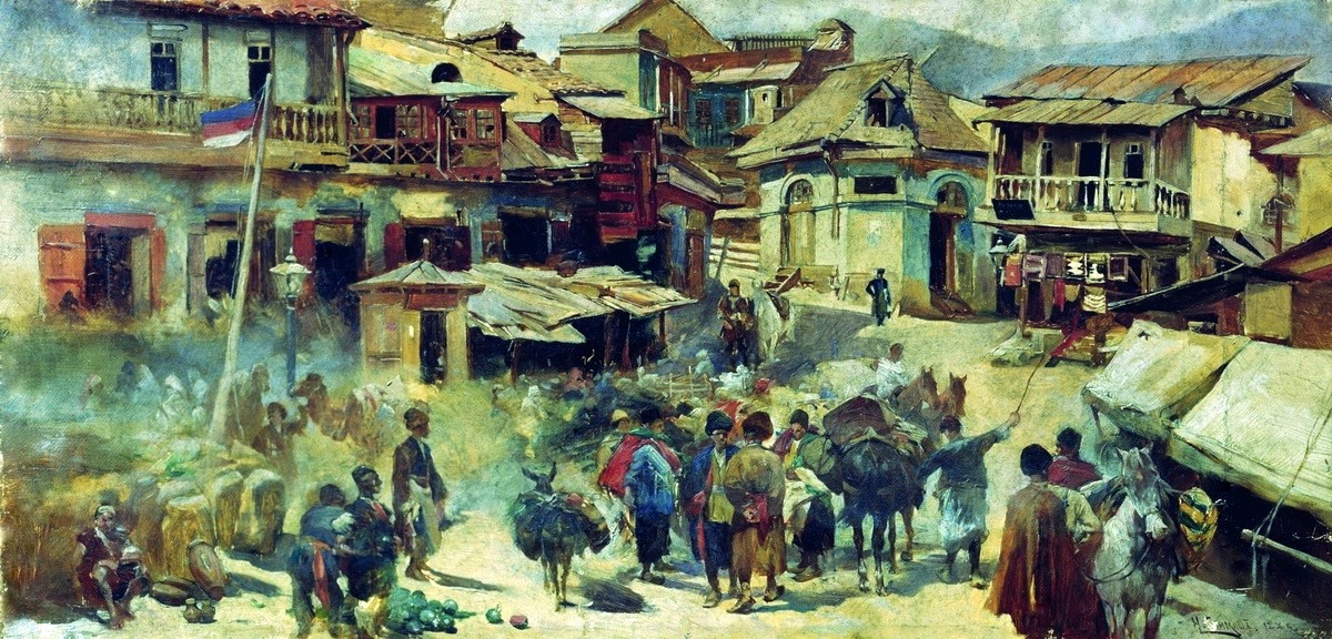 Николай Семёнович Самокиш. Восточный базар. 1886 год.