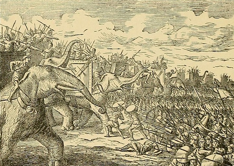 Боевые слоны Ганнибала наступают на римлян
