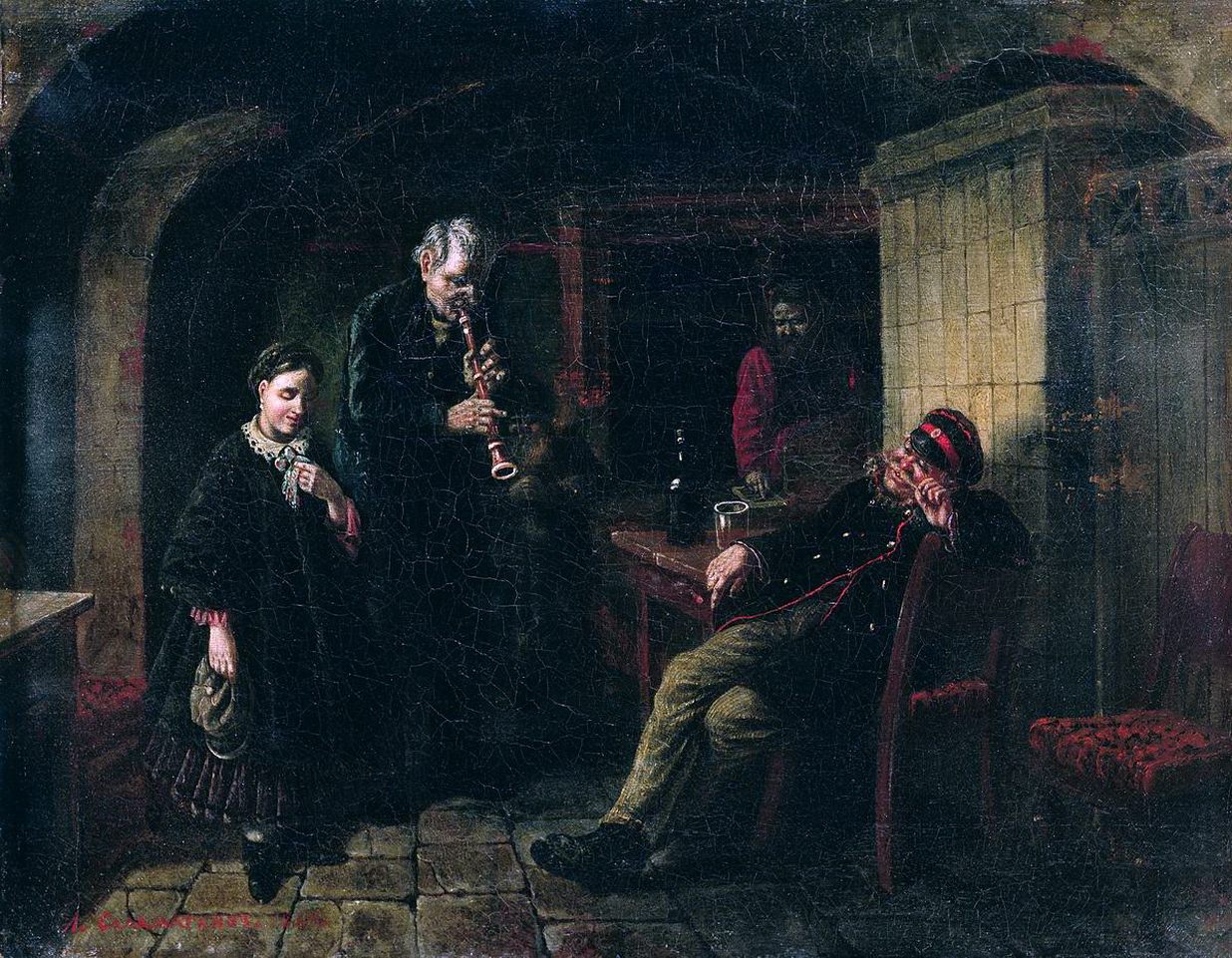 Леонид Соломаткин. В погребке. 1864
