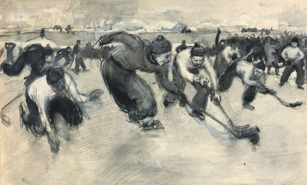 Михаил Ройтер. Хоккей (фрагмент). 1949