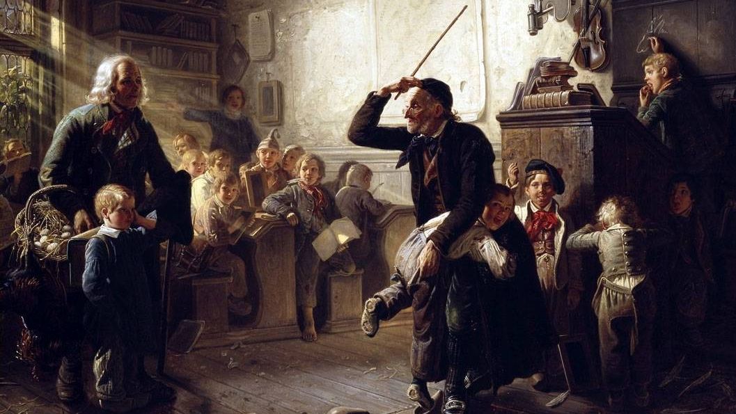 Иоганн Хазенклевер. Первый день в школе (фрагмент). 1852.