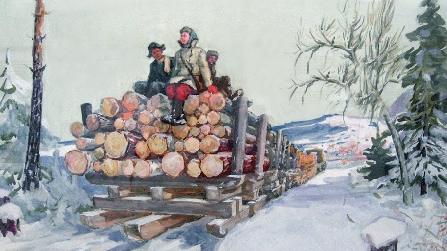 И. И. Россик. Лесной поезд. 1949