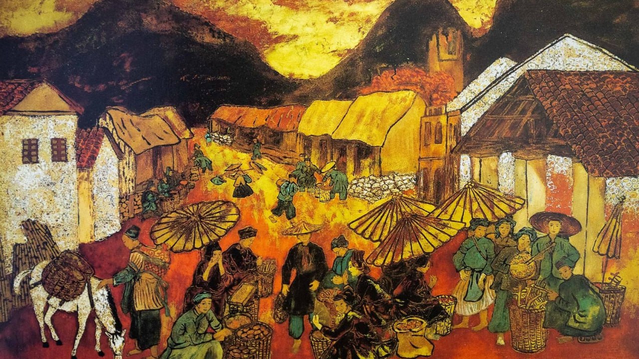 Нгуен Чонг Ниет. Рыночный день в высокогорном районе. Вьетнам. 1960-е. (Государственный музей искусств народов Востока, Москва)