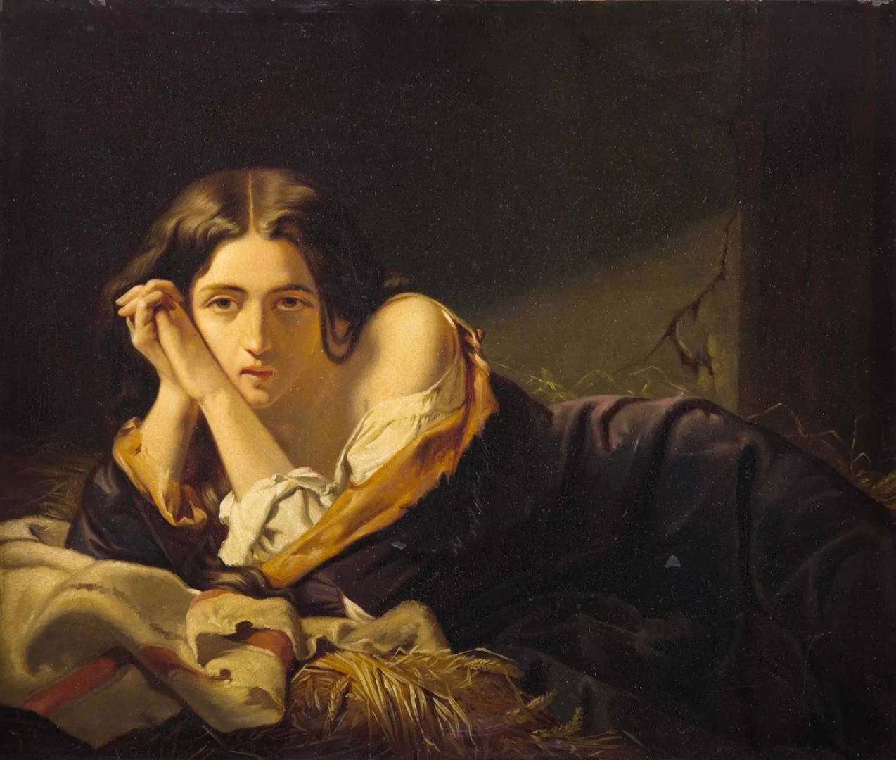 Франческо Айец. Молодая заключенная на соломенной постели. 1870-е