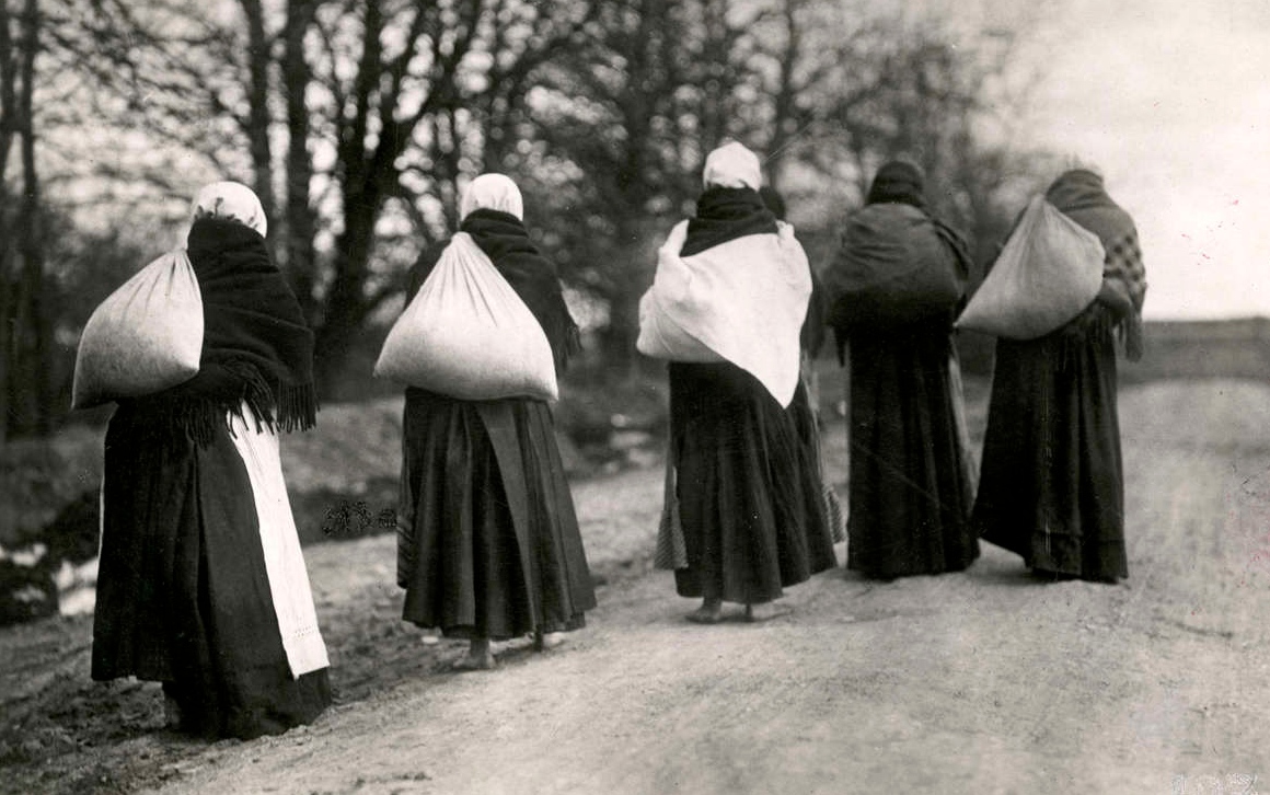 Первая мировая война. Русинские женщины уходят с насиженных мест вслед за отступающими из Галиции русскими. 1915
