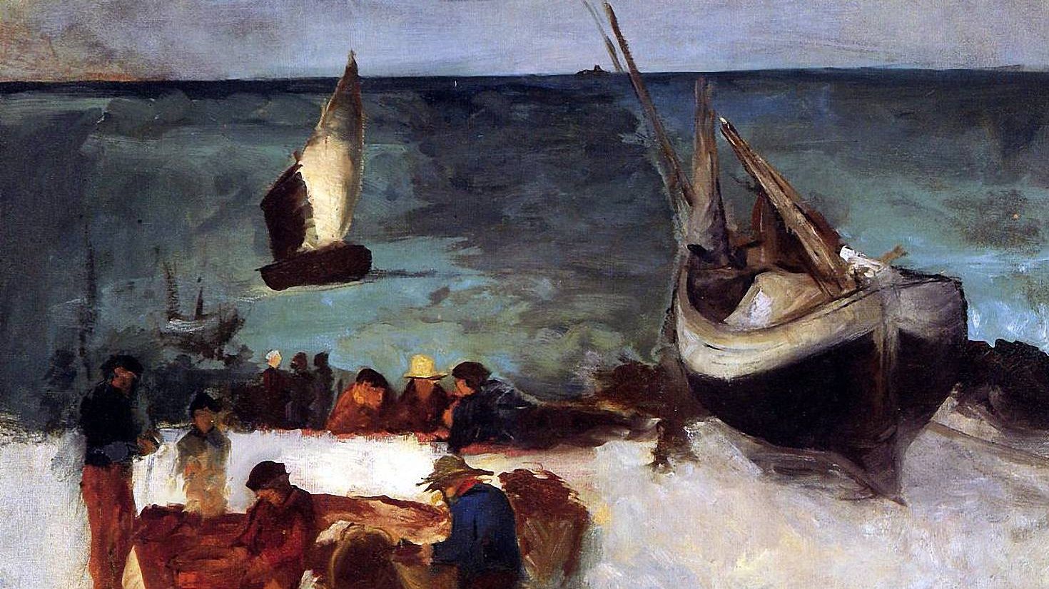 Эдуард Мане. Рыбацкие лодки и рыбаки (фрагмент). 1873