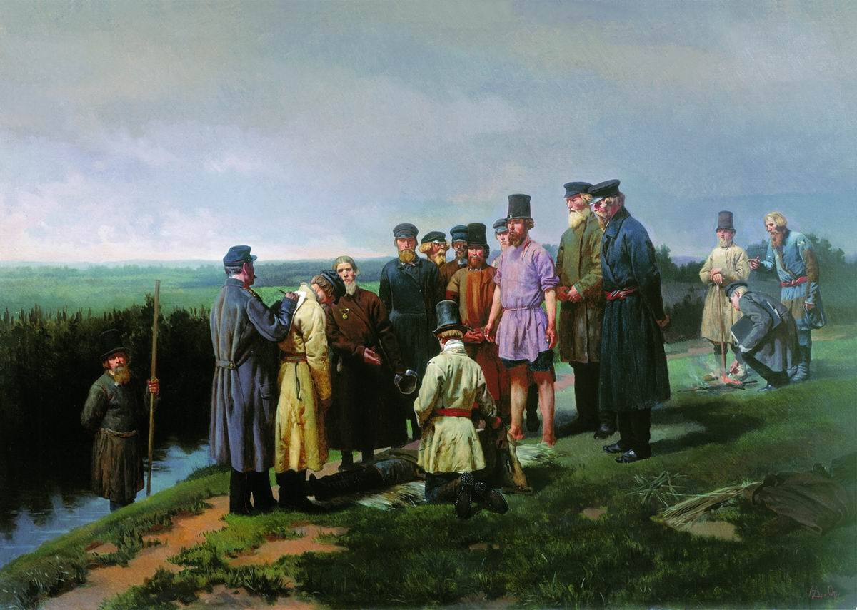Дмитриев-Оренбургский. Утопленник в деревне. 1867