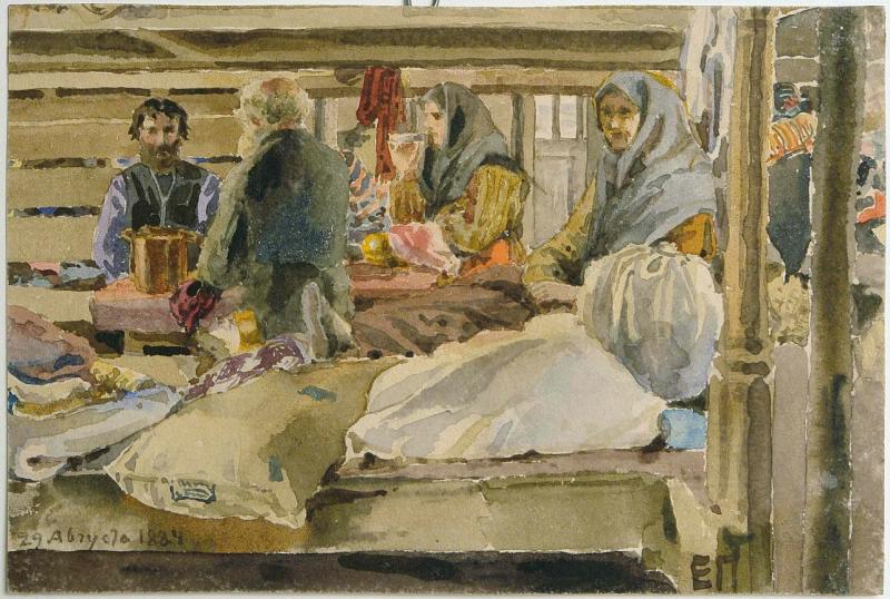 Е.Д. Поленова и П.Д. Антипова. Третий класс на пароходе Общества 