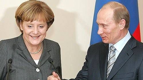 Ангела Меркель и Владимир Путин. 08.03.2008