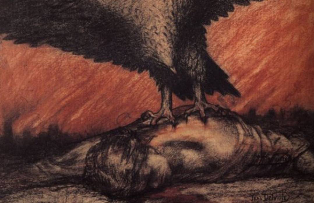 Жан Дельвиль. Мертвец (Смерть) (фрагмент). 1915