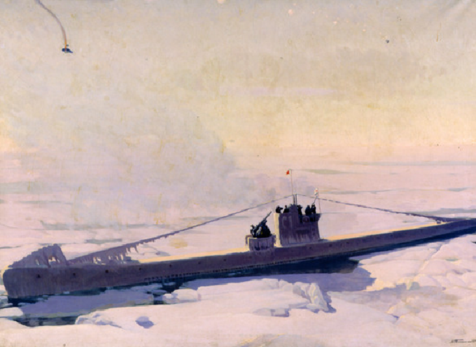 Николай Пинегин. Героический бой подводной лодки «С-1» Краснознаменного Балтийского флота с белофинскими истребителями в Ботническом заливе 19 января 1940 года. 1940