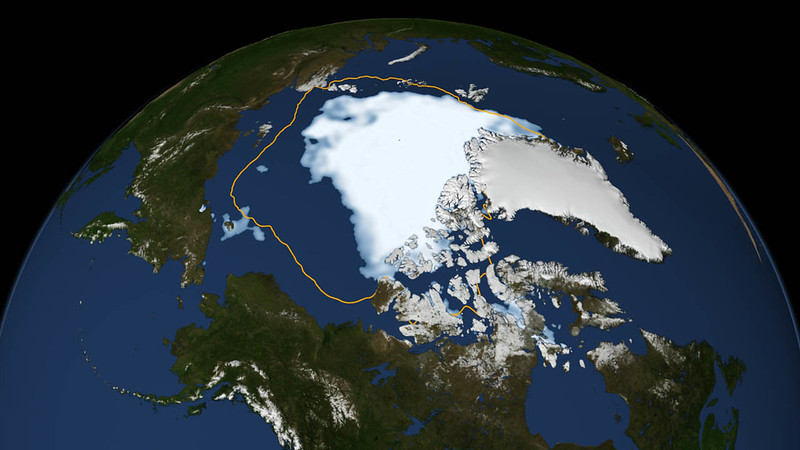 Сокращение морского льда в Арктике с 1979 по 2012 год 