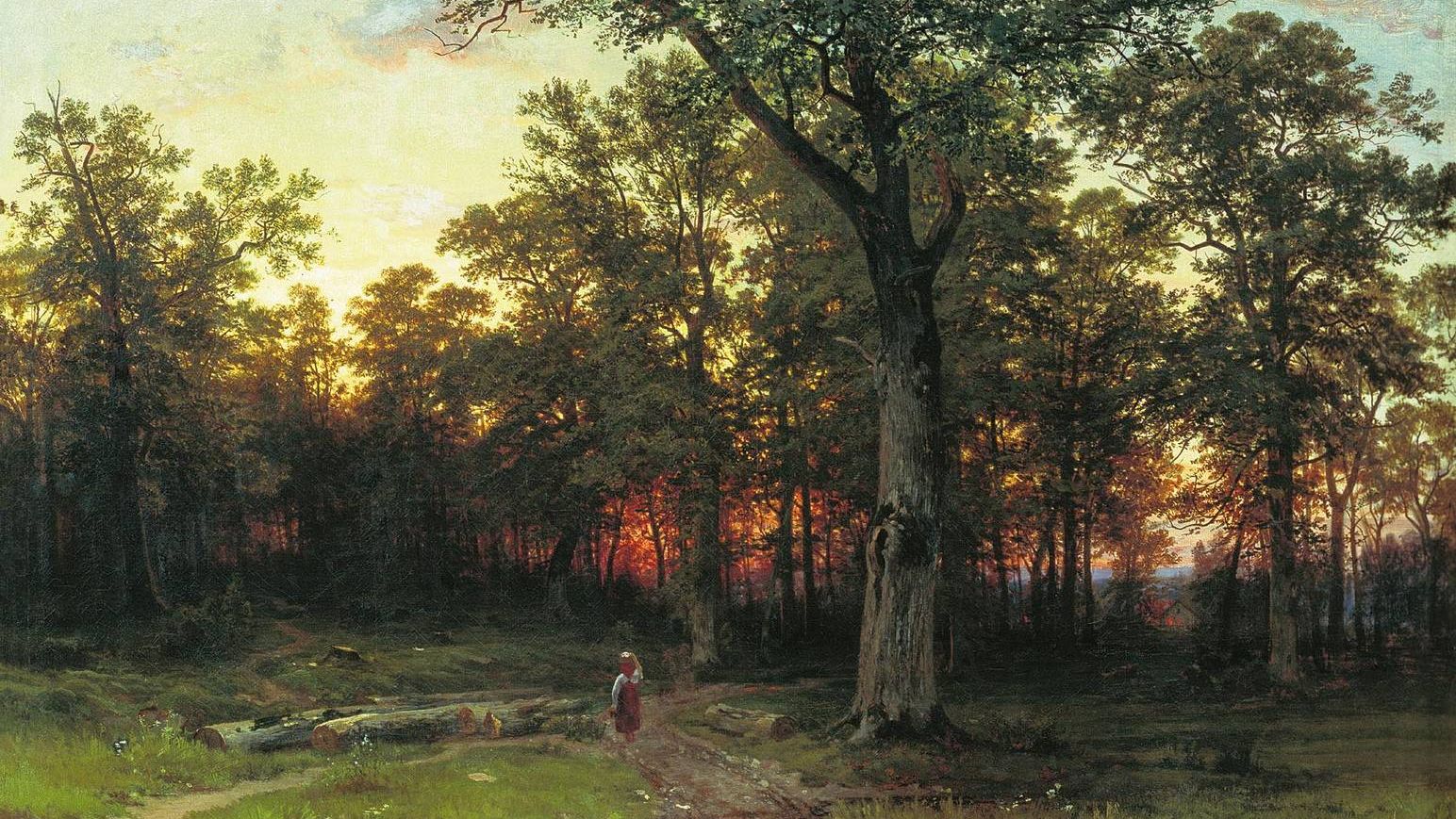 Иван Шишкин. Лес вечером. (фрагмент). 1869 г.